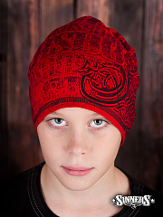 Winter Childrens red Hat "SINNER's BONES"